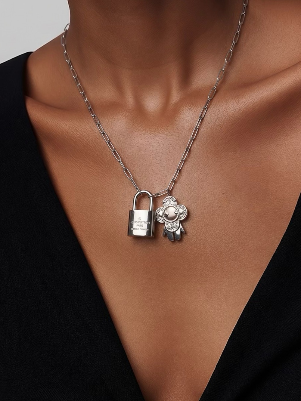 Silver locket necklace